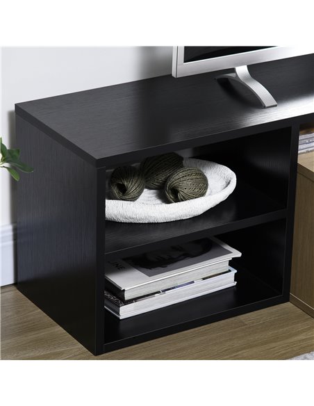 Homcom 1630mm TV Stand with Storage Shelves and Cupboard, Black & Natural - pic 17614 | FastDaddyshop