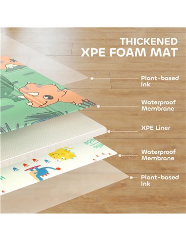 AIYAPLAY Baby Play Mat, Double Sideded Foldable Kids Crawling Mat, Reversible & Waterproof, Dinosaur