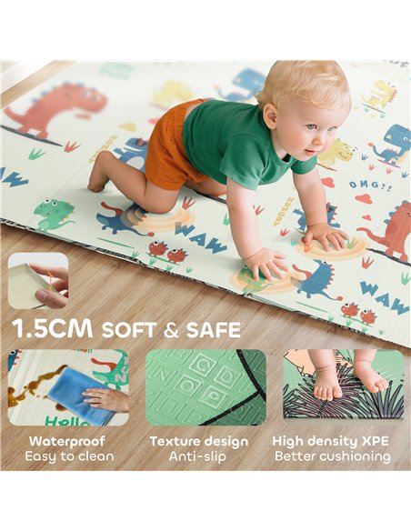 AIYAPLAY Baby Play Mat, Double Sideded Foldable Kids Crawling Mat, Reversible & Waterproof, Dinosaur - pic 176141 | FastDaddyshop
