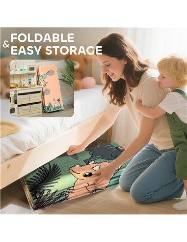 AIYAPLAY Baby Play Mat, Double Sideded Foldable Kids Crawling Mat, Reversible & Waterproof, Dinosaur