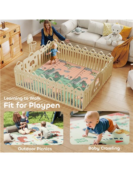 AIYAPLAY Baby Play Mat, Double Sideded Foldable Kids Crawling Mat, Reversible & Waterproof, Dinosaur - pic 176143 | FastDaddyshop