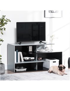 Homcom 1200mm TV Stand with Open Storage Shelves, Black & Grey 2