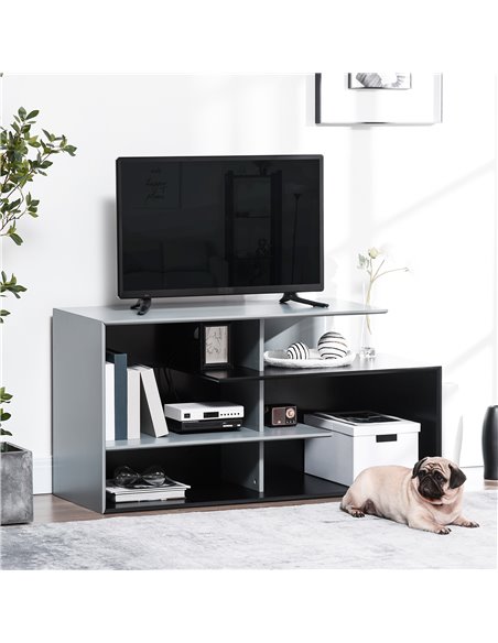 Homcom 1200mm TV Stand with Open Storage Shelves, Black & Grey - pic 17615 | FastDaddyshop