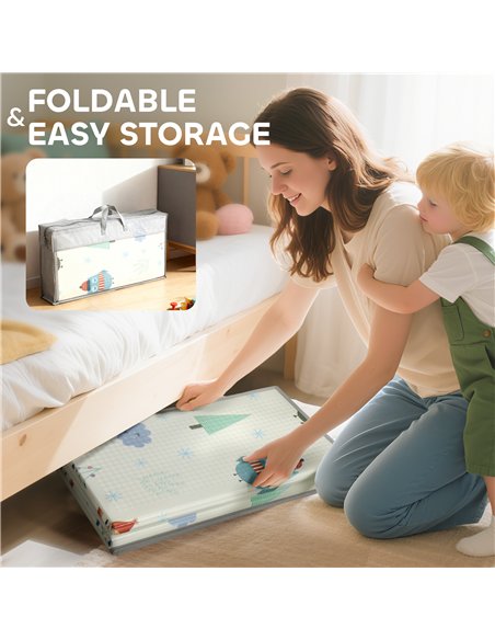 AIYAPLAY Foldable Baby Plat Mat Double Sided, Kids Floor Mat for Crawling, 200L x 150W cm, Car track and Owl Theme - pic 176150 | FastDaddyshop