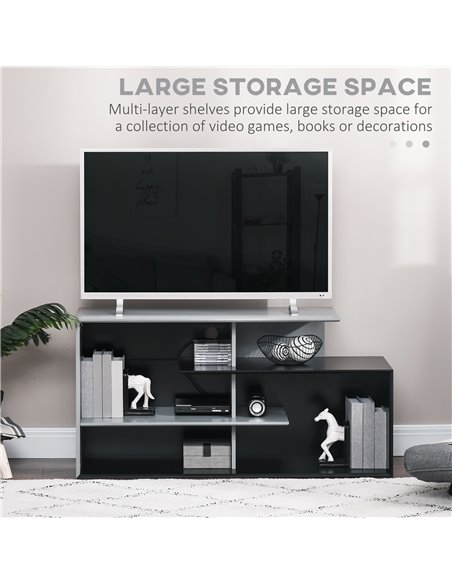 Homcom 1200mm TV Stand with Open Storage Shelves, Black & Grey - pic 17617 | FastDaddyshop