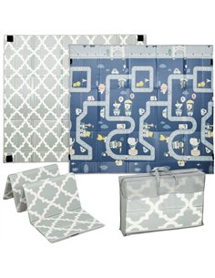 AIYAPLAY Foldable Baby Play Mat, Baby Playpen, Reversible Foam Playmat, Floor Mats for Toddlers, Traffic and Grey Diamond Theme
