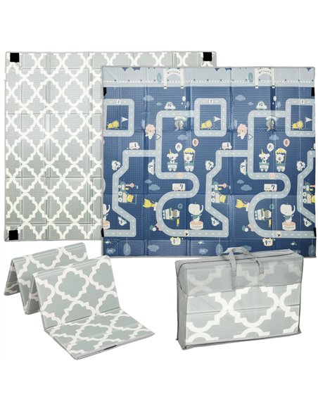 AIYAPLAY Foldable Baby Play Mat, Baby Playpen, Reversible Foam Playmat, Floor Mats for Toddlers, Traffic and Grey Diamond Theme - pic 176172 | FastDaddyshop