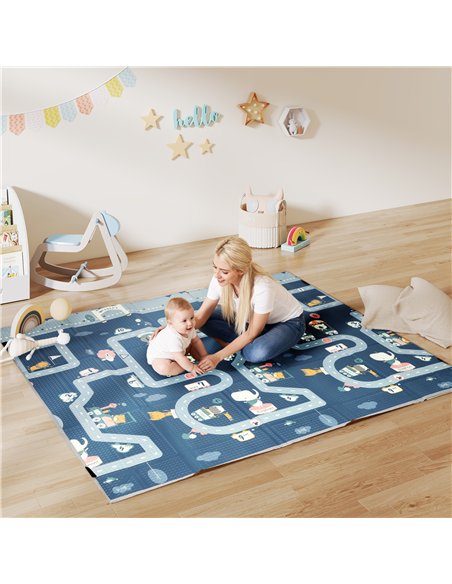 AIYAPLAY Foldable Baby Play Mat, Baby Playpen, Reversible Foam Playmat, Floor Mats for Toddlers, Traffic and Grey Diamond Theme - pic 176173 | FastDaddyshop