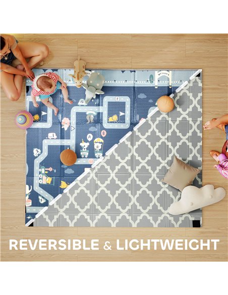 AIYAPLAY Foldable Baby Play Mat, Baby Playpen, Reversible Foam Playmat, Floor Mats for Toddlers, Traffic and Grey Diamond Theme - pic 176176 | FastDaddyshop