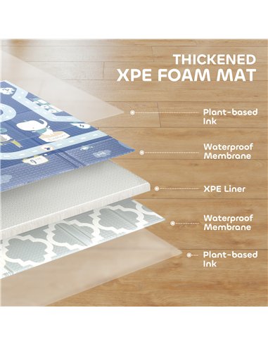 AIYAPLAY Foldable Baby Play Mat, Baby Playpen, Reversible Foam Playmat, Floor Mats for Toddlers, Traffic and Grey Diamond Theme