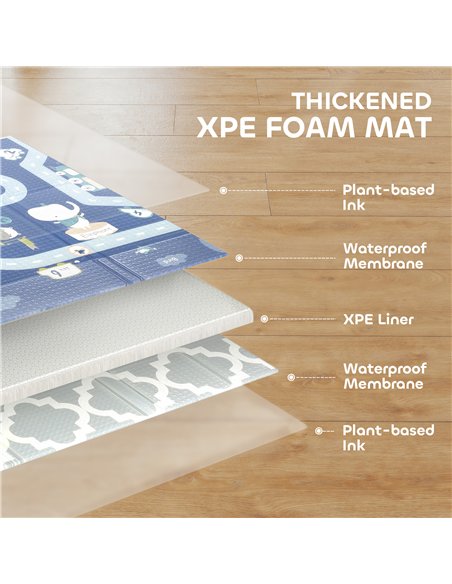 AIYAPLAY Foldable Baby Play Mat, Baby Playpen, Reversible Foam Playmat, Floor Mats for Toddlers, Traffic and Grey Diamond Theme - pic 176177 | FastDaddyshop