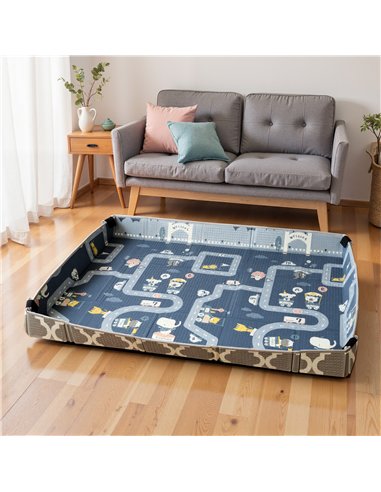 AIYAPLAY Foldable Baby Play Mat, Baby Playpen, Reversible Foam Playmat, Floor Mats for Toddlers, Traffic and Grey Diamond Theme
