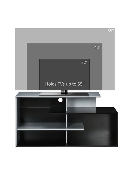 Homcom 1200mm TV Stand with Open Storage Shelves, Black & Grey - pic 17619 | FastDaddyshop