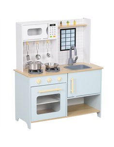 AIYAPLAY Pretend Play Kitchen, Kids Kitchen Playset with Light & Sound Stove, Turning Knobs, Cooking Accessories