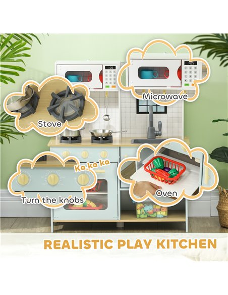 AIYAPLAY Pretend Play Kitchen, Kids Kitchen Playset with Light & Sound Stove, Turning Knobs, Cooking Accessories - pic 176211 | FastDaddyshop