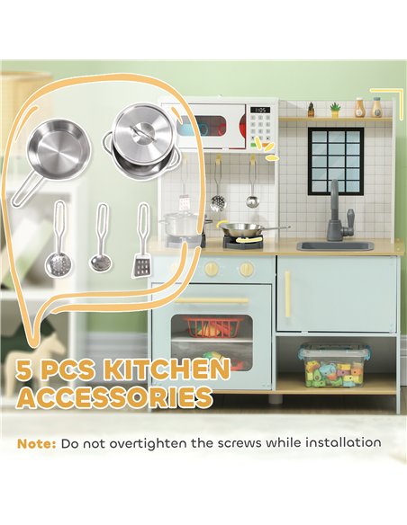 AIYAPLAY Pretend Play Kitchen, Kids Kitchen Playset with Light & Sound Stove, Turning Knobs, Cooking Accessories - pic 176212 | FastDaddyshop
