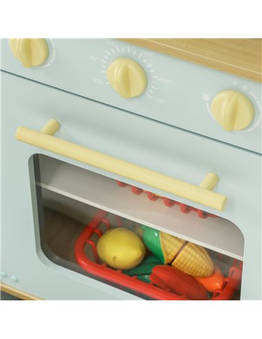 AIYAPLAY Pretend Play Kitchen, Kids Kitchen Playset with Light & Sound Stove, Turning Knobs, Cooking Accessories