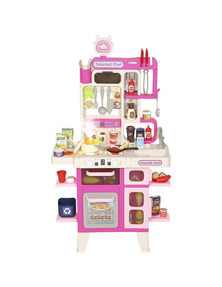 AIYAPLAY Pretend Play Kitchen Set with Realistic Lights & Sounds, 104PCS Toy Kitchen Accessories for Boys and Girls, Pink - pic 176217 | FastDaddyshop