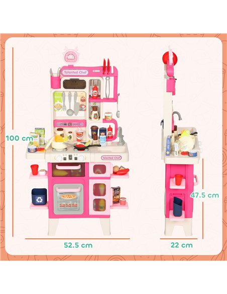 AIYAPLAY Pretend Play Kitchen Set with Realistic Lights & Sounds, 104PCS Toy Kitchen Accessories for Boys and Girls, Pink - pic 176219 | FastDaddyshop