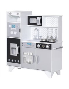 AIYAPLAY Kids Play Kitchen with Sound, Ice/Coffee Maker, Utensils, Microwave, Stainless Steel Utensils, for 3-6 Years