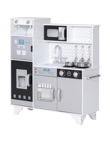 AIYAPLAY Kids Play Kitchen with Sound, Ice/Coffee Maker, Utensils, Microwave, Stainless Steel Utensils, for 3-6 Years - pic 176226 | FastDaddyshop