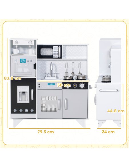 AIYAPLAY Kids Play Kitchen with Sound, Ice/Coffee Maker, Utensils, Microwave, Stainless Steel Utensils, for 3-6 Years - pic 176228 | FastDaddyshop