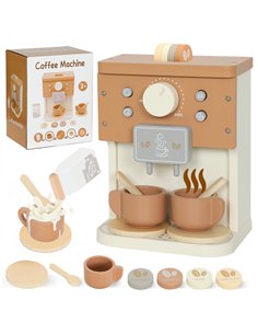 AIYAPLAY Kids Wooden Coffee Machine Toy, Pretend Play Kitchen Accessories Gift for Boys and Girls Ages 3+