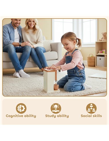 AIYAPLAY Kids Wooden Coffee Machine Toy, Pretend Play Kitchen Accessories Gift for Boys and Girls Ages 3+