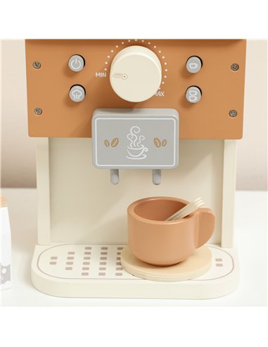 AIYAPLAY Kids Wooden Coffee Machine Toy, Pretend Play Kitchen Accessories Gift for Boys and Girls Ages 3+