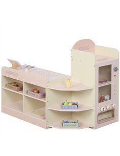 AIYAPLAY Kids Grocery Store, Children Supermarket Playset with Cash Register, Vending Machine, Display Shelves