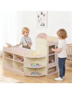 AIYAPLAY Kids Grocery Store, Children Supermarket Playset with Cash Register, Vending Machine, Display Shelves 2