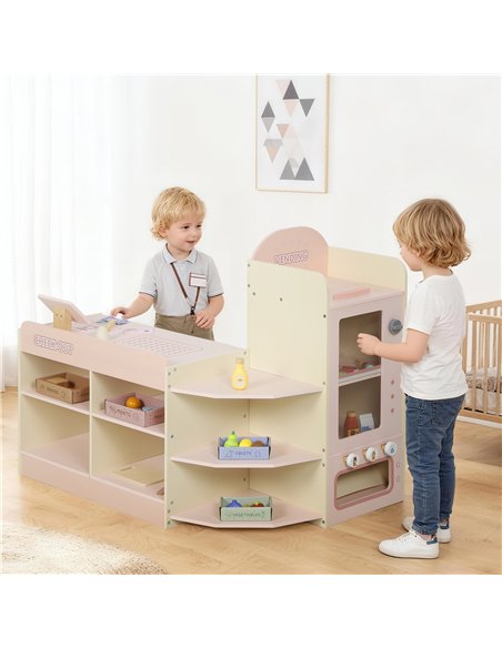 AIYAPLAY Kids Grocery Store, Children Supermarket Playset with Cash Register, Vending Machine, Display Shelves - pic 176245 | FastDaddyshop