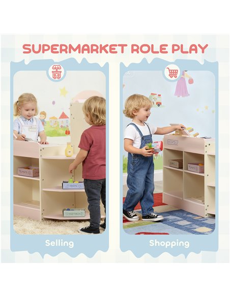 AIYAPLAY Kids Grocery Store, Children Supermarket Playset with Cash Register, Vending Machine, Display Shelves - pic 176247 | FastDaddyshop