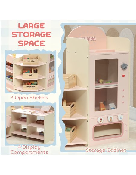AIYAPLAY Kids Grocery Store, Children Supermarket Playset with Cash Register, Vending Machine, Display Shelves - pic 176250 | FastDaddyshop