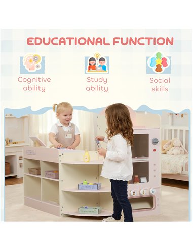 AIYAPLAY Kids Grocery Store, Children Supermarket Playset with Cash Register, Vending Machine, Display Shelves
