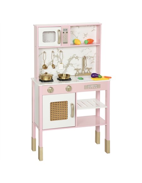 AIYAPLAY Kitchen Playset with Pretend Play Cooking Accessories, Play Kitchen with Oven, Microwave and Sink, Pink - pic 176253 | FastDaddyshop