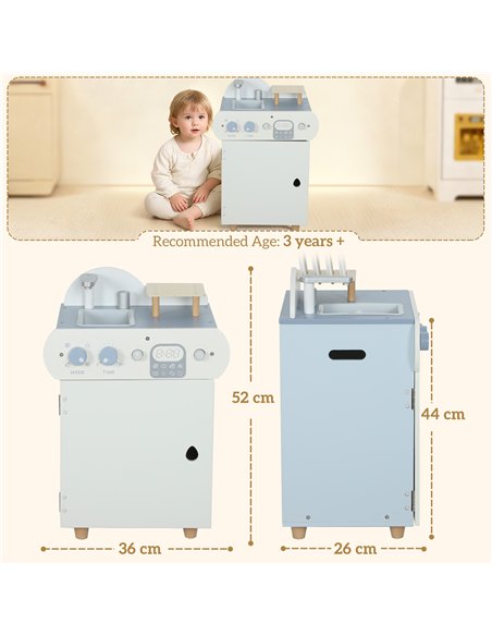 AIYAPLAY Wooden Dishwasher Playset, Kitchen Sink Toys with Faucet, Sink and Accessories, Gift for Boys Girls Toddlers - pic 176264 | FastDaddyshop