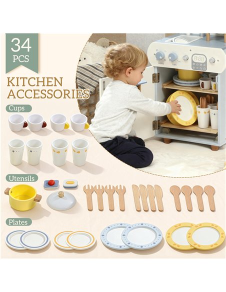 AIYAPLAY Wooden Dishwasher Playset, Kitchen Sink Toys with Faucet, Sink and Accessories, Gift for Boys Girls Toddlers - pic 176266 | FastDaddyshop