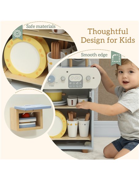 AIYAPLAY Wooden Dishwasher Playset, Kitchen Sink Toys with Faucet, Sink and Accessories, Gift for Boys Girls Toddlers - pic 176267 | FastDaddyshop