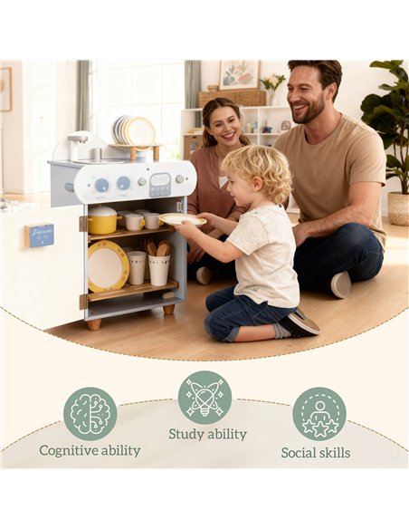 AIYAPLAY Wooden Dishwasher Playset, Kitchen Sink Toys with Faucet, Sink and Accessories, Gift for Boys Girls Toddlers - pic 176268 | FastDaddyshop
