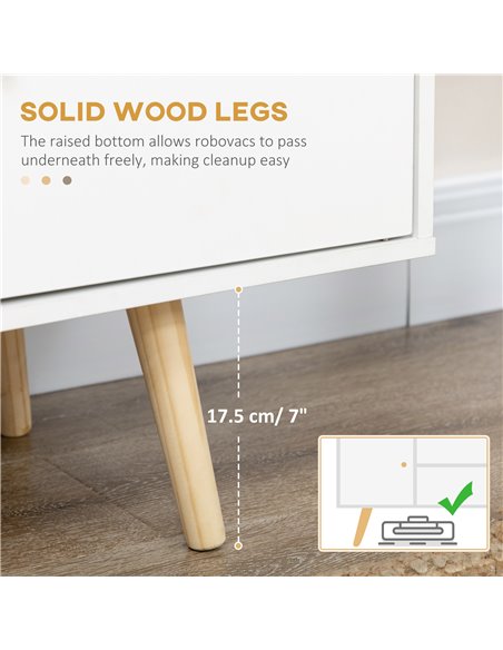 Homcom 1200mm TV Stand with Storage Shelves and Wood Legs, White - pic 17627 | FastDaddyshop