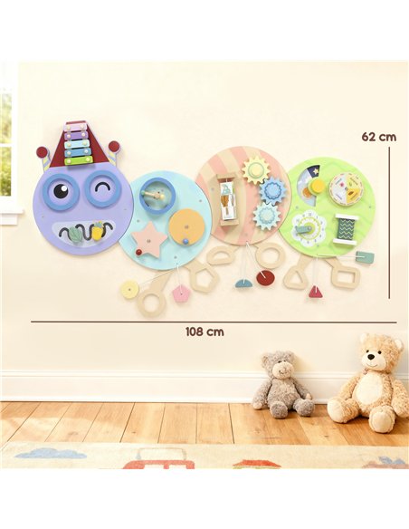 AIYAPLAY Caterpillar Busy Board with 7 Activities, for Nursery, Playroom, Home, for 3+ Years - pic 176273 | FastDaddyshop