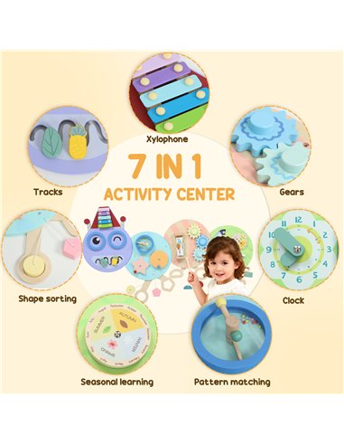 AIYAPLAY Caterpillar Busy Board with 7 Activities, for Nursery, Playroom, Home, for 3+ Years