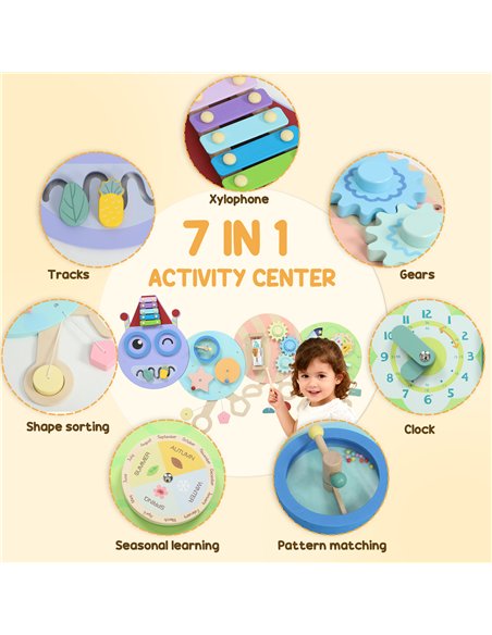 AIYAPLAY Caterpillar Busy Board with 7 Activities, for Nursery, Playroom, Home, for 3+ Years - pic 176274 | FastDaddyshop
