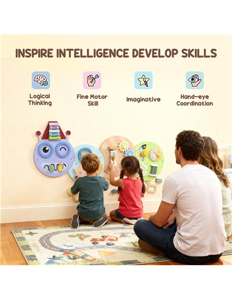 AIYAPLAY Caterpillar Busy Board with 7 Activities, for Nursery, Playroom, Home, for 3+ Years - pic 176275 | FastDaddyshop