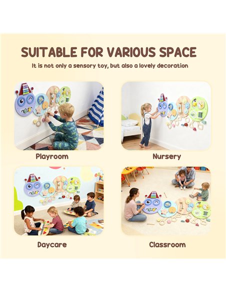 AIYAPLAY Caterpillar Busy Board with 7 Activities, for Nursery, Playroom, Home, for 3+ Years - pic 176277 | FastDaddyshop