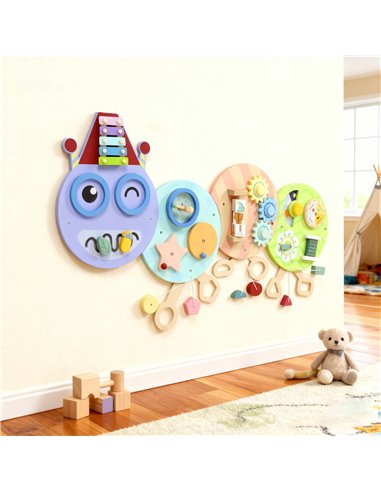 AIYAPLAY Caterpillar Busy Board with 7 Activities, for Nursery, Playroom, Home, for 3+ Years