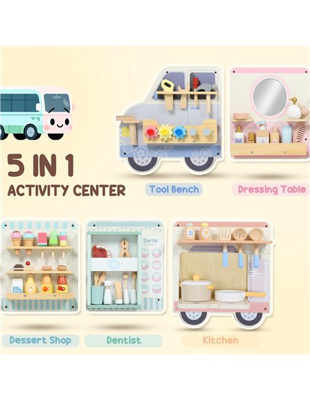 AIYAPLAY Wooden Busy Board, 5 in 1 Activity Wall Panels for Kids 3+ Years, for Daycare, Playroom, Home - pic 176283 | FastDaddyshop