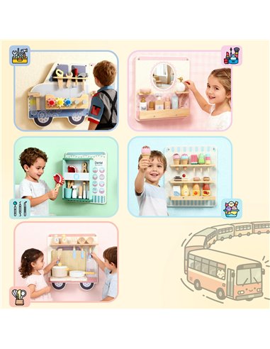 AIYAPLAY Wooden Busy Board, 5 in 1 Activity Wall Panels for Kids 3+ Years, for Daycare, Playroom, Home