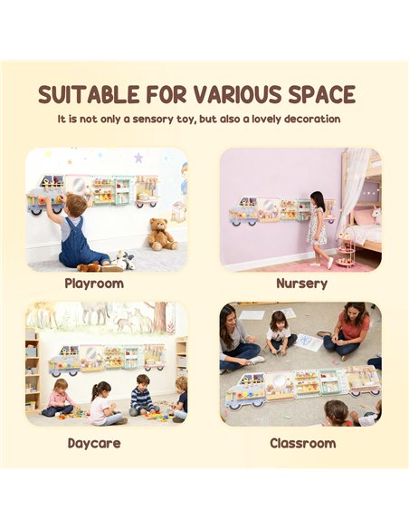 AIYAPLAY Wooden Busy Board, 5 in 1 Activity Wall Panels for Kids 3+ Years, for Daycare, Playroom, Home - pic 176287 | FastDaddyshop